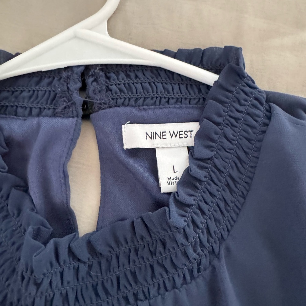 Nine West Navy Long-Sleeve Belted Dress - Picture 4 of 9